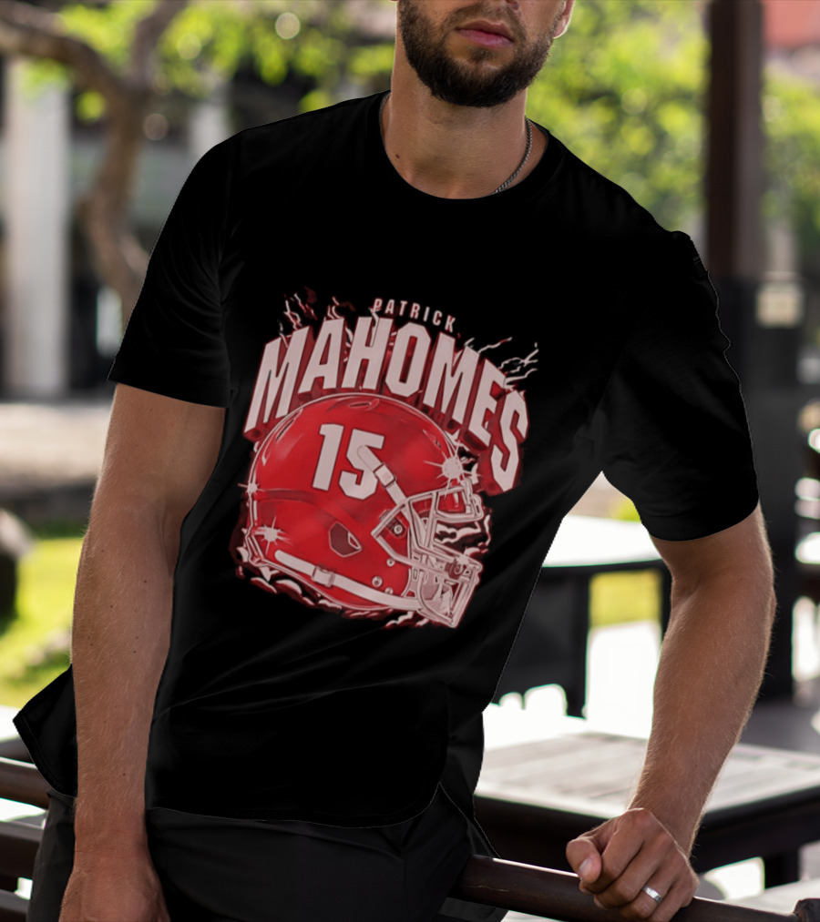 Patrick Mahomes 15 Helmet Kansas City Chiefs Explosion T-Shirt