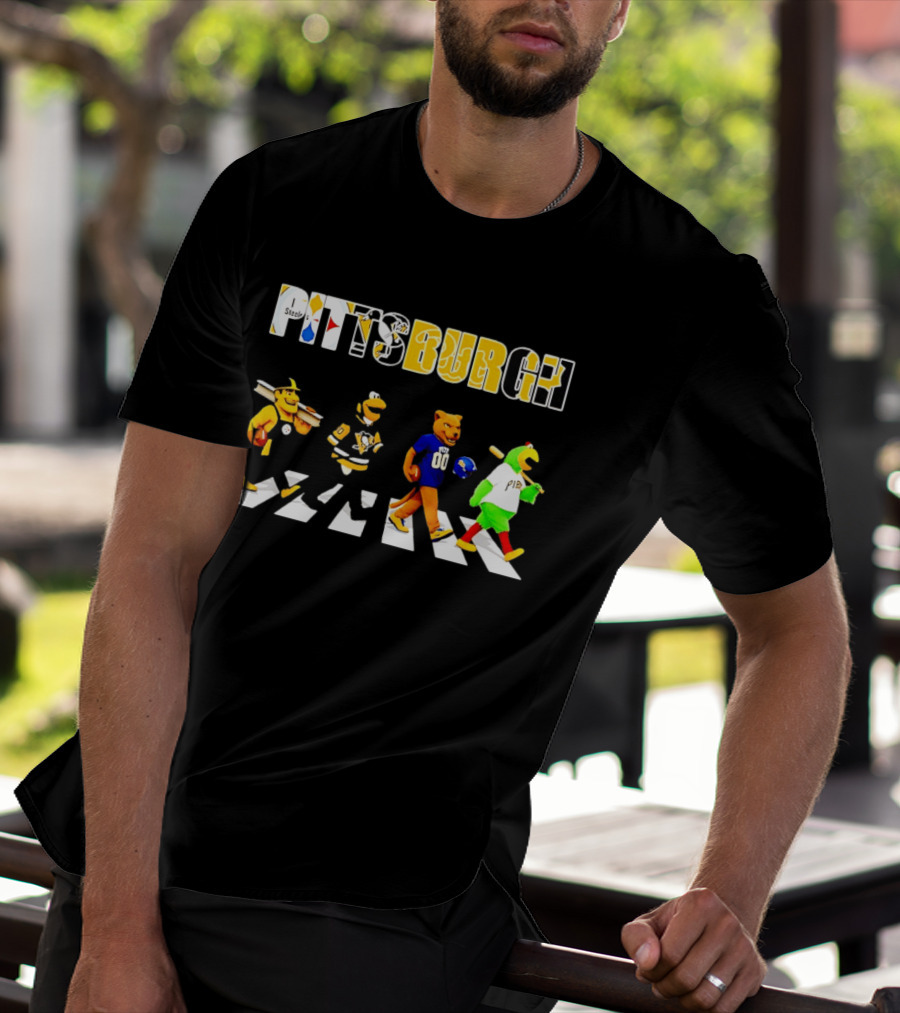 Pittsburgh Steelers Penguins Pitt Panthers Pirates Characters Abbey Road Walk T-Shirt