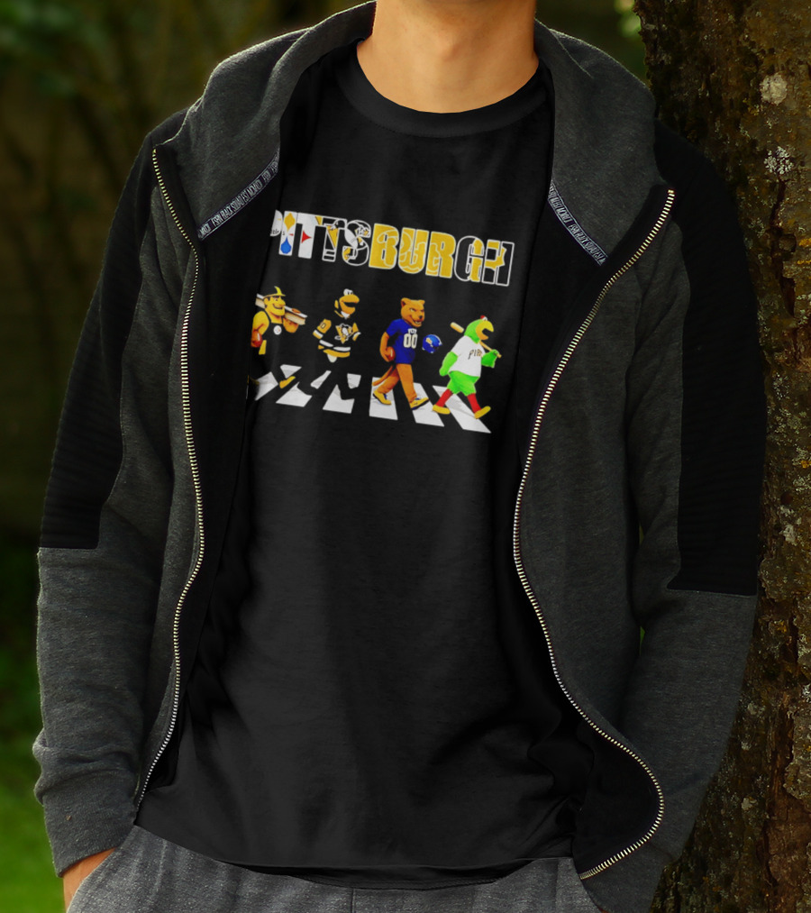 Pittsburgh Steelers Penguins Pitt Panthers Pirates Characters Abbey Road Walk T-Shirt