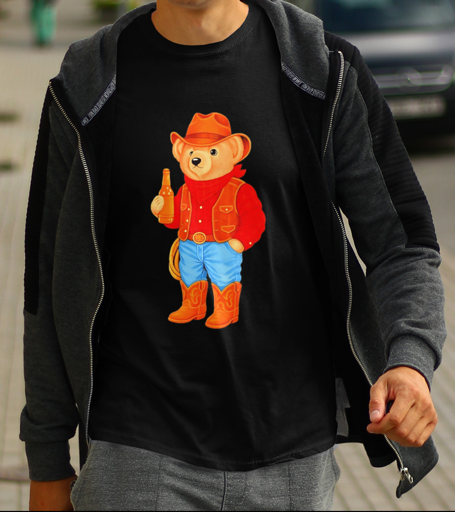 Polo Bear Cowboy Western Boots Hat And Bottle T-Shirt