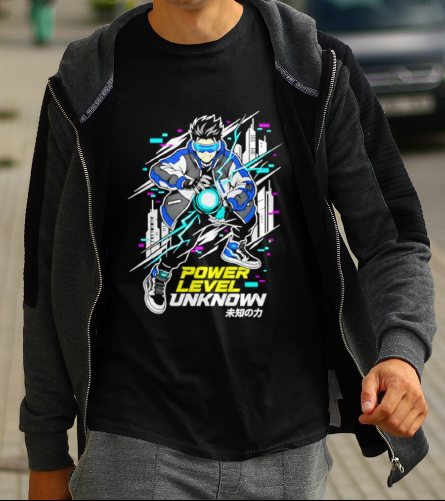 Power Level Unlocked Cyberpunk Anime Boy Rider T-Shirt