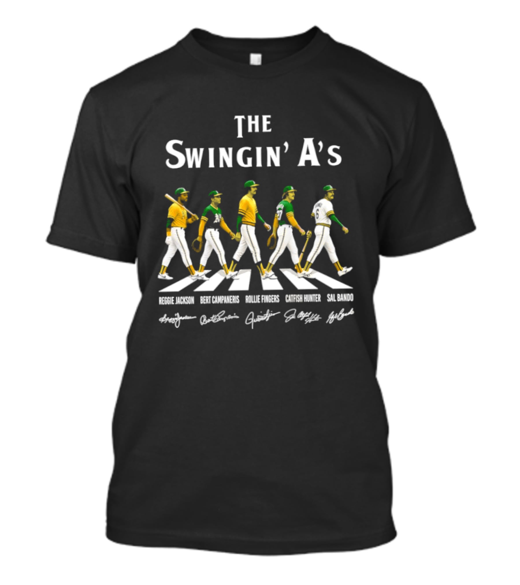 The Swingin' A's Baseball Jackson Campaneris Fingers Hunter Bando Abbey Road Signatures T-Shirt