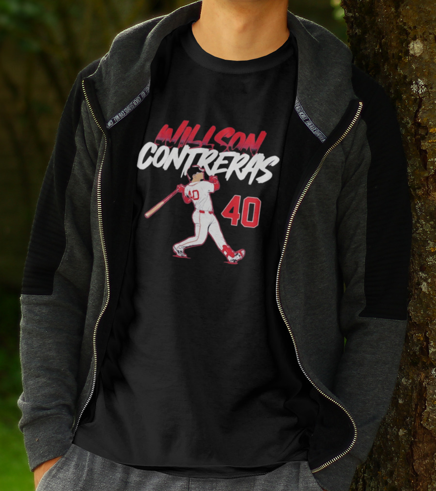 Willson Contreras 40 Boston Red Sox Slugger Swing Baseball Number T-Shirt
