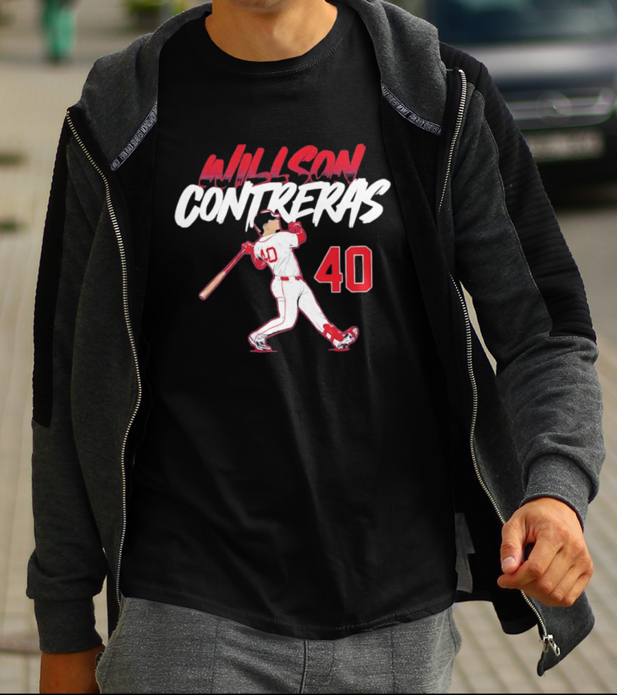 Willson Contreras 40 Boston Red Sox Slugger Swing Baseball Number T-Shirt