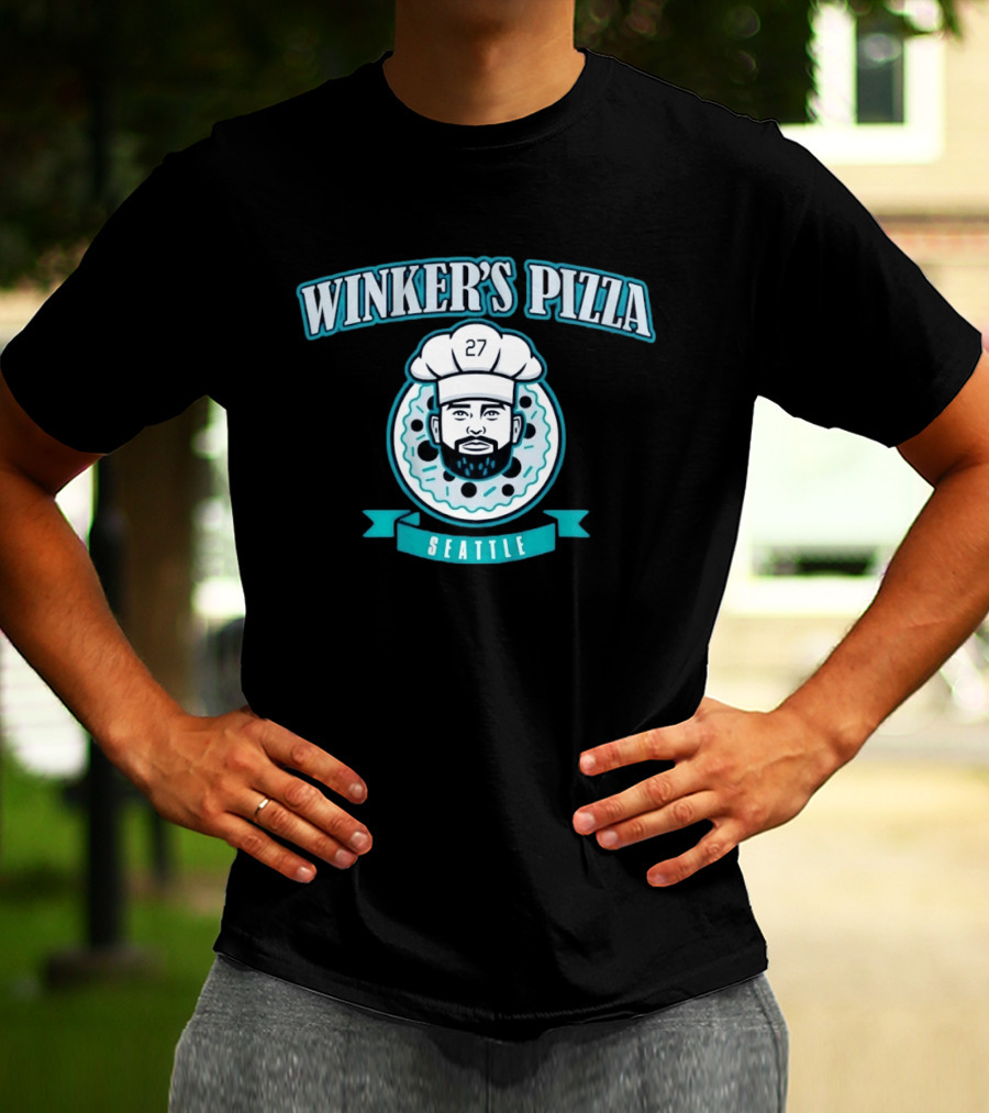 Winker's Pizza Seattle Mariners Jesse Winker 27 Chef T-Shirt