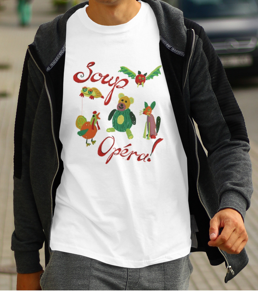 Soup Opéra Whimsical Animal Hand Drawn Playful Creatures T-Shirt