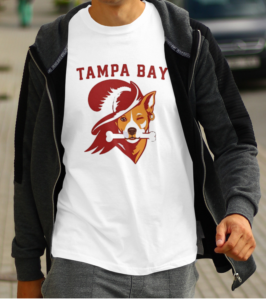 Tampa Bay Dog Pirate With Bone And Hat T-Shirt