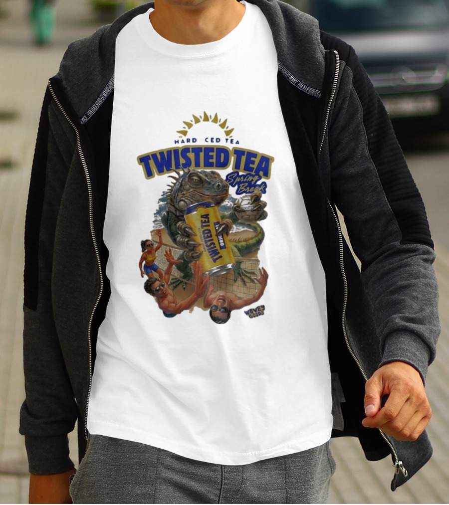 Twisted Tea Hard Iced Tea Spring Break Iguana Volleyball Wave Gods T-Shirt