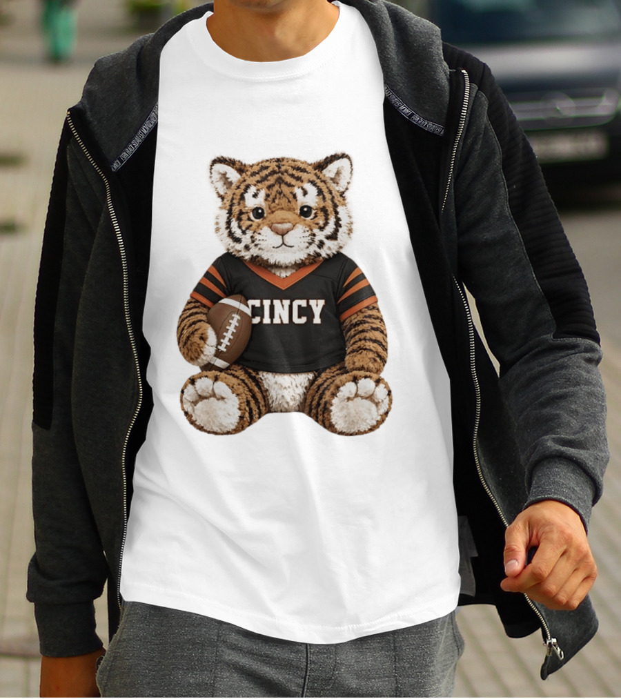 Cincy Bengals Tiger Stuffie With Football T-Shirt