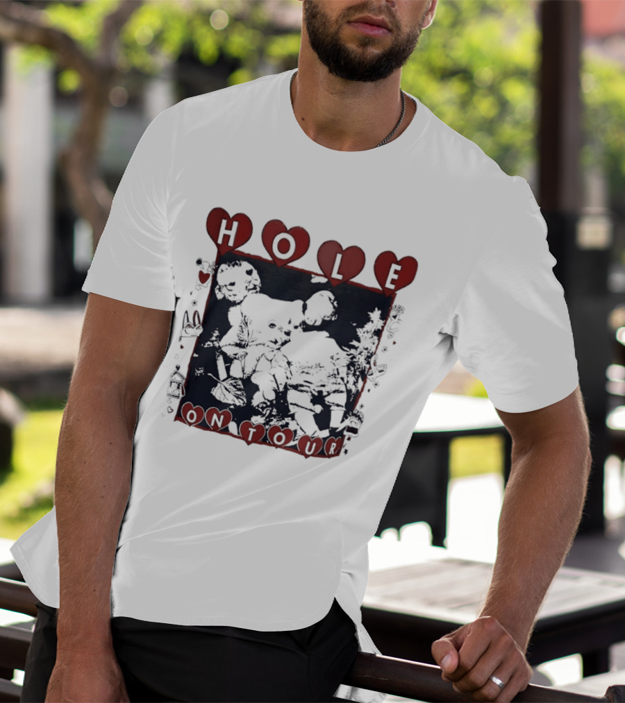 Hole Band Courtney Love On Tour Hearts T-Shirt