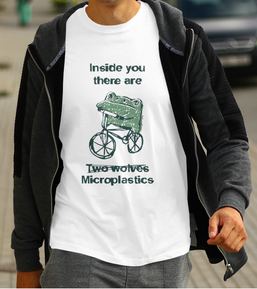 Inside You There Are Two Frogs Riding Bicycle Microplastics T-Shirt