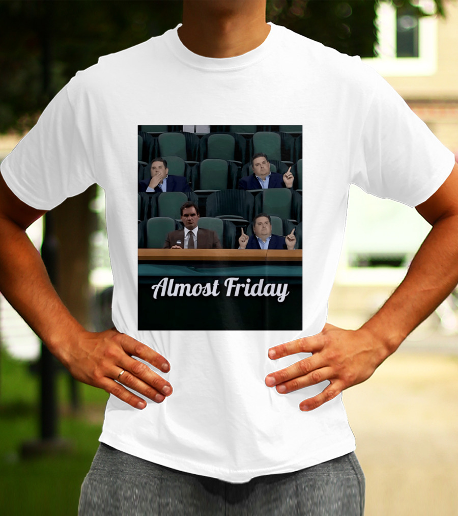 Almost Friday Brian Windhorst Meme Four Men In Stadium Seats T-Shirt