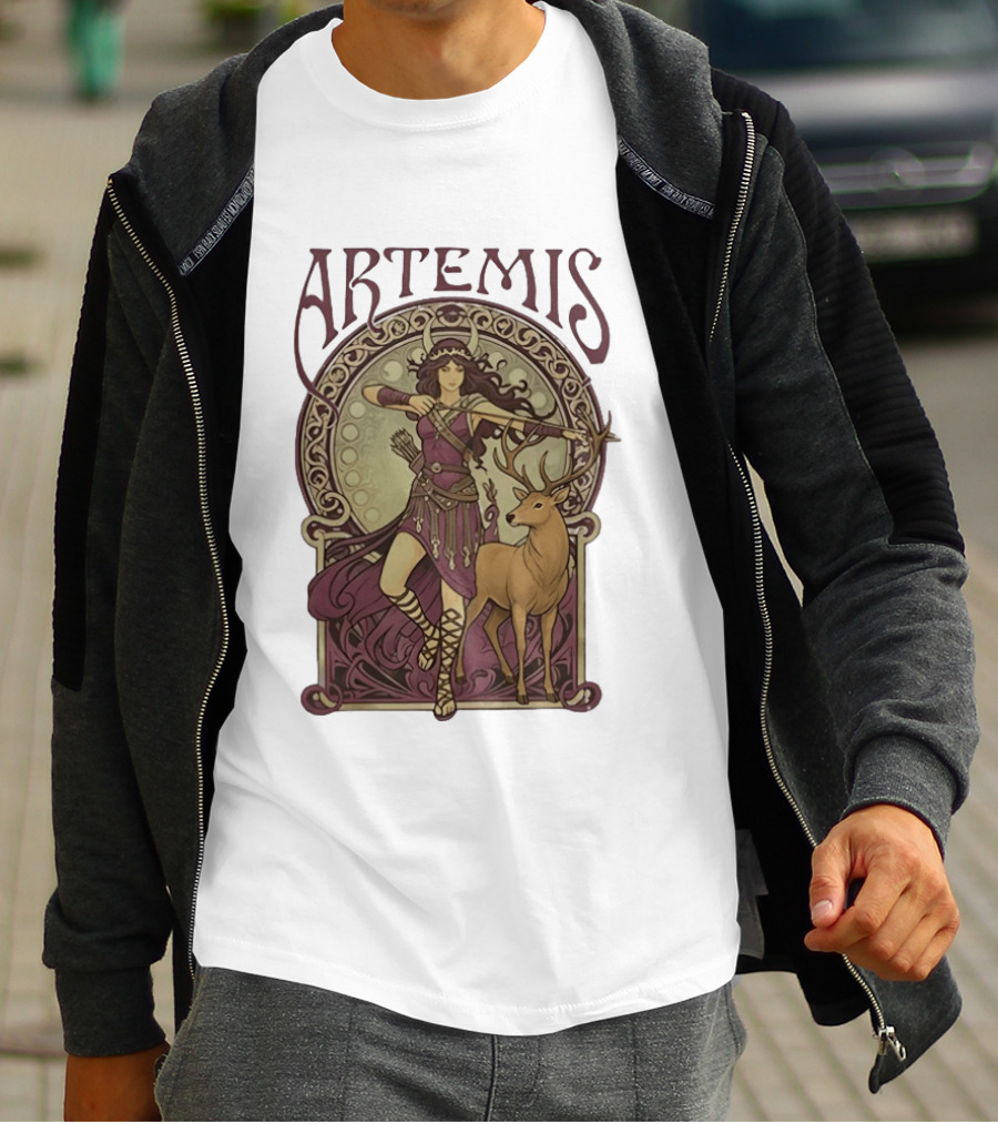 Artemis Greek Goddess Archer With Deer Mythology T-Shirt