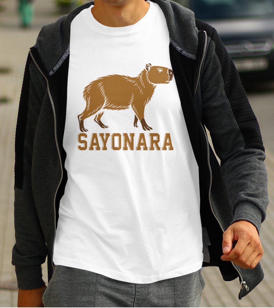 Sayonara Capybara Brown Rodent Farewell T-Shirt