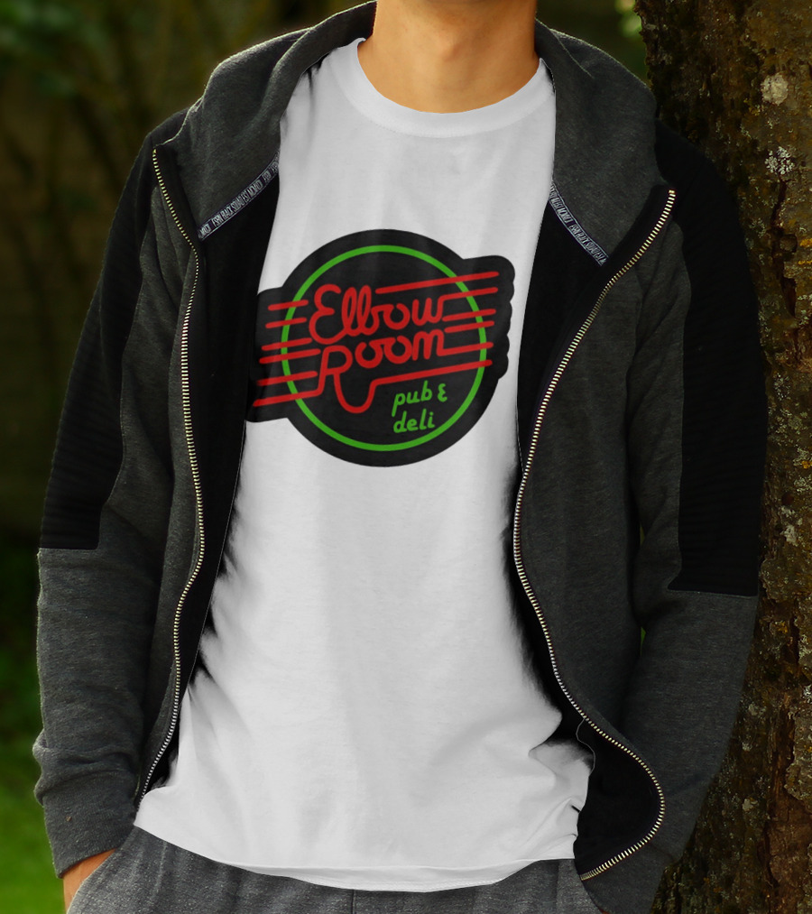 Elbow Room Pub And Deli Neon Sign Red And Green Circle T-Shirt