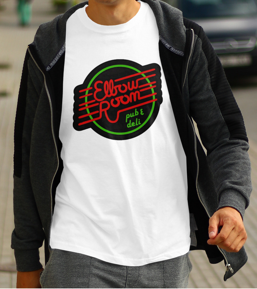 Elbow Room Pub And Deli Neon Sign Red And Green Circle T-Shirt