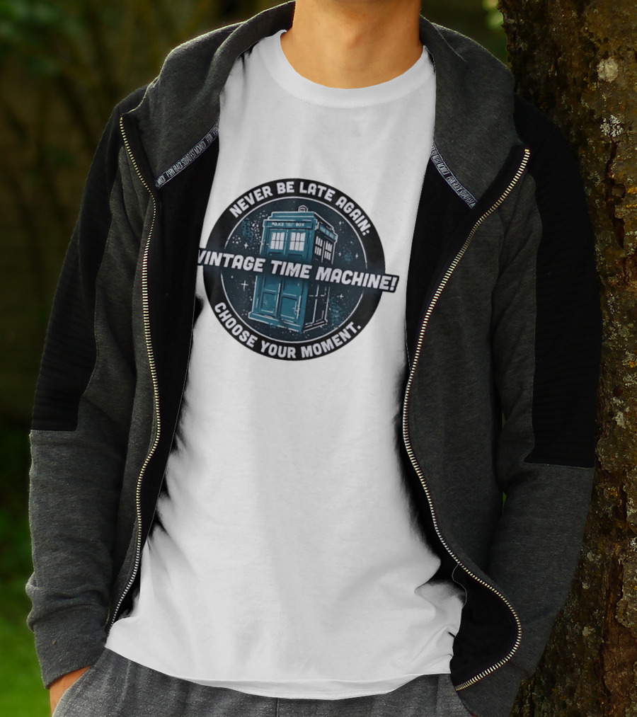 Never Be Late Again Vintage Time Machine Choose Your Moment T-Shirt
