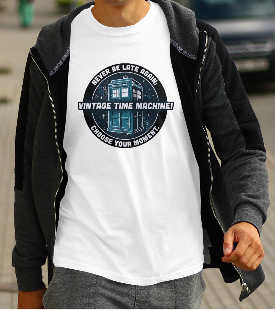 Never Be Late Again Vintage Time Machine Choose Your Moment T-Shirt