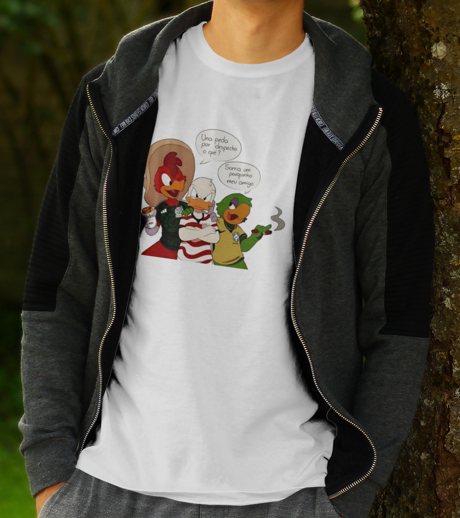 The Three Caballeros Panchito Pistoles Donald Duck José Carioca México USA Brazil Jerseys Soccer Fan Collection T-Shirt