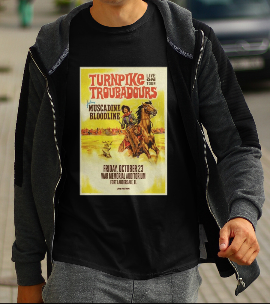 Turnpike Troubadours Live On Tour Featuring Muscadine Bloodline War Memorial Auditorium Fort Lauderdale October 23 T-Shirt