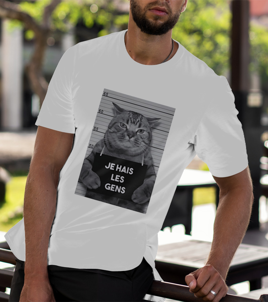 Je Hais Les Gens Shot Cat French T-Shirt