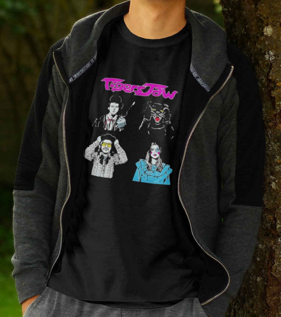 Tigers Jaw Band Members Indie Rock Retro Style Illustrated Portraits T-Shirt