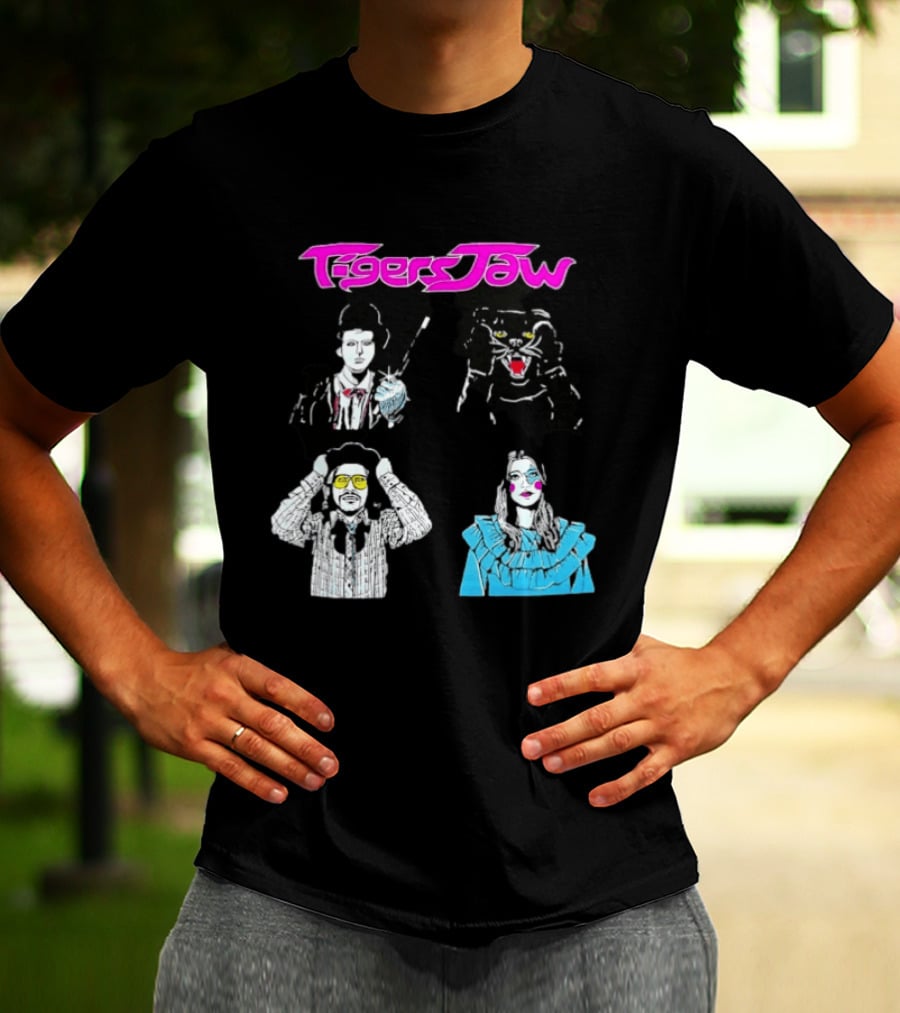 Tigers Jaw Band Members Indie Rock Retro Style Illustrated Portraits T-Shirt