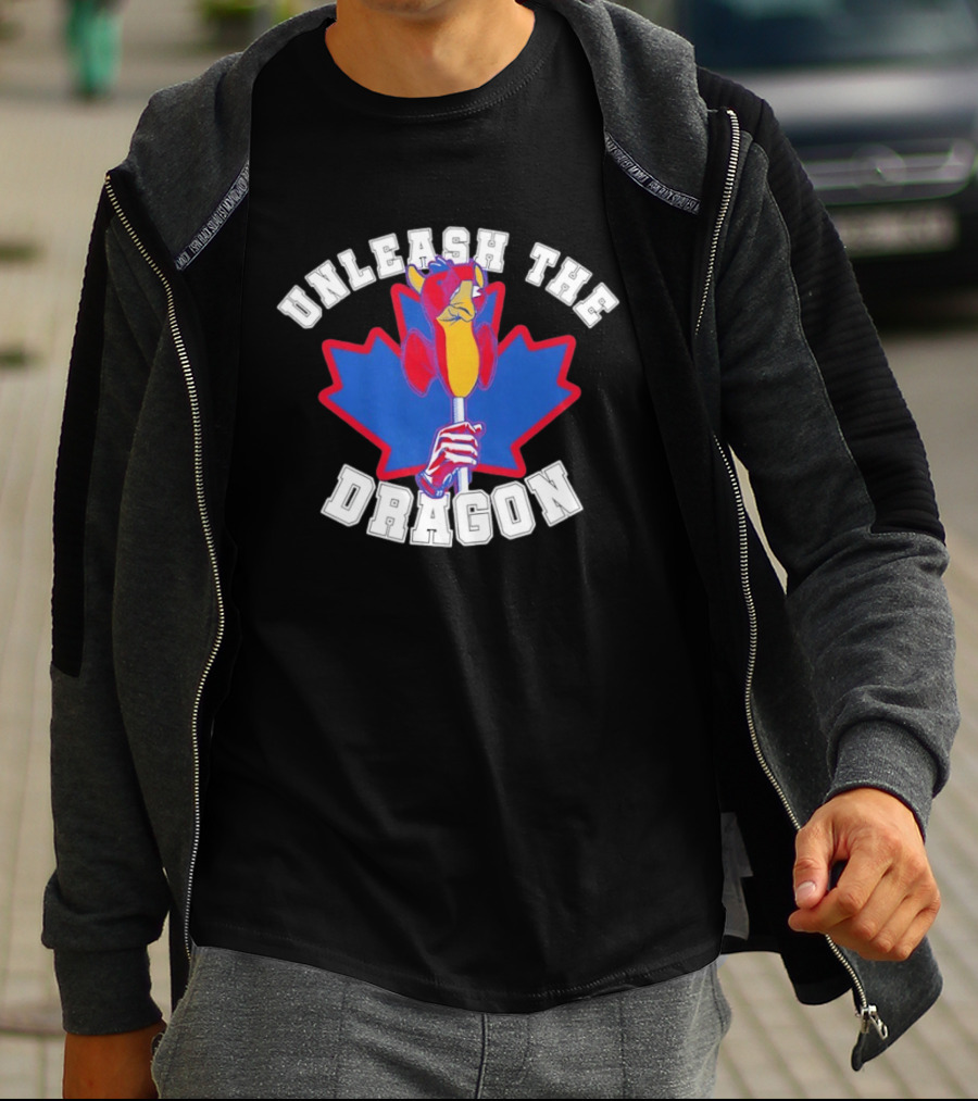Unleash The Dragon Toronto Blue Jays Home Run Dragon Maple Leaf T-Shirt