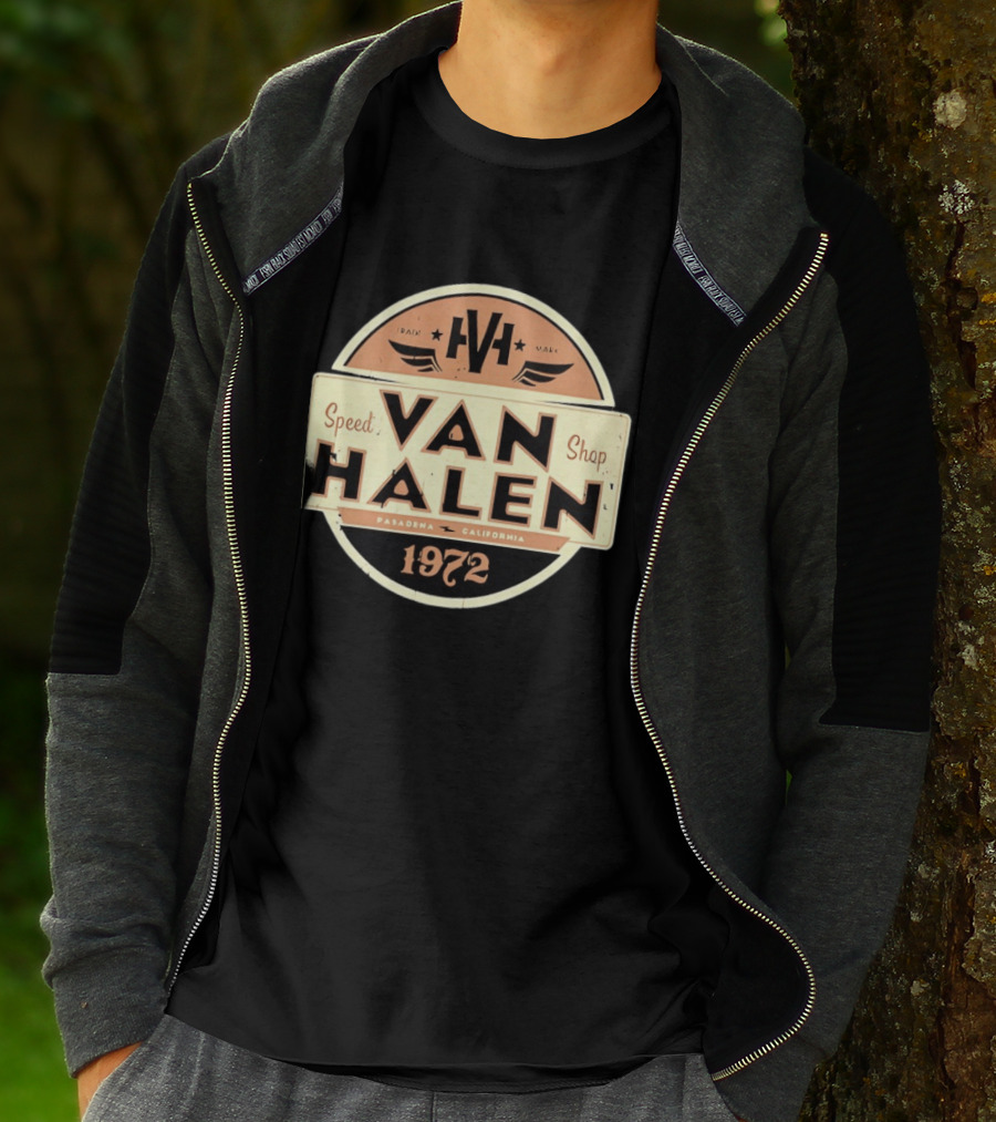 Van Halen Speed Shop Pasadena California 1972 T-Shirt