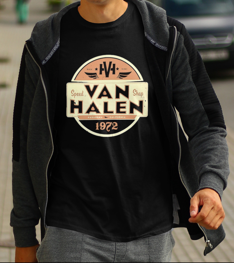 Van Halen Speed Shop Pasadena California 1972 T-Shirt
