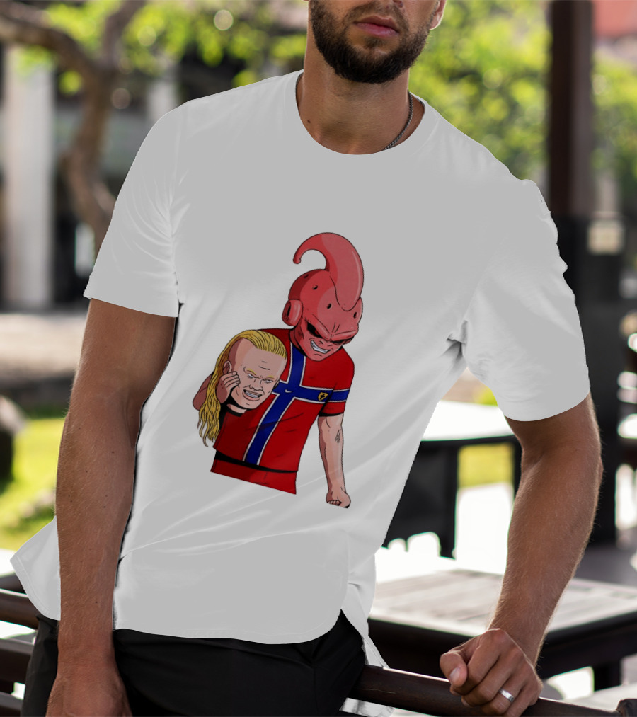 Majin Buu Holding Erling Haaland With Norway Football Jersey T-Shirt