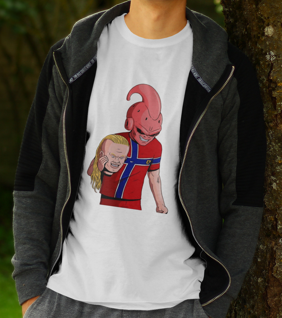 Majin Buu Holding Erling Haaland With Norway Football Jersey T-Shirt