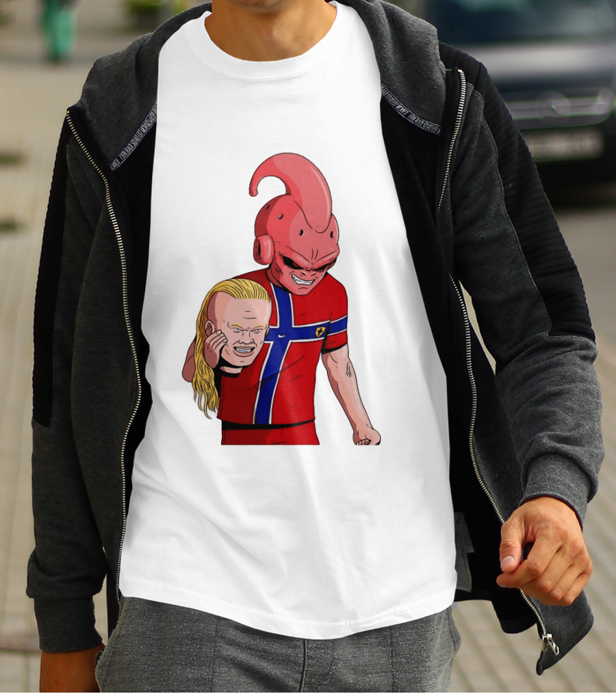 Majin Buu Holding Erling Haaland With Norway Football Jersey T-Shirt