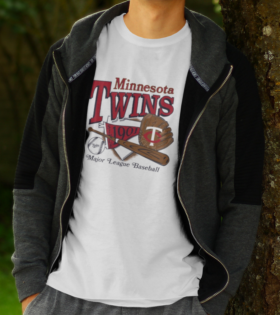 Minnesota Twins Since 1901 Major League Baseball Vintage Bat And Glove T-Shirt