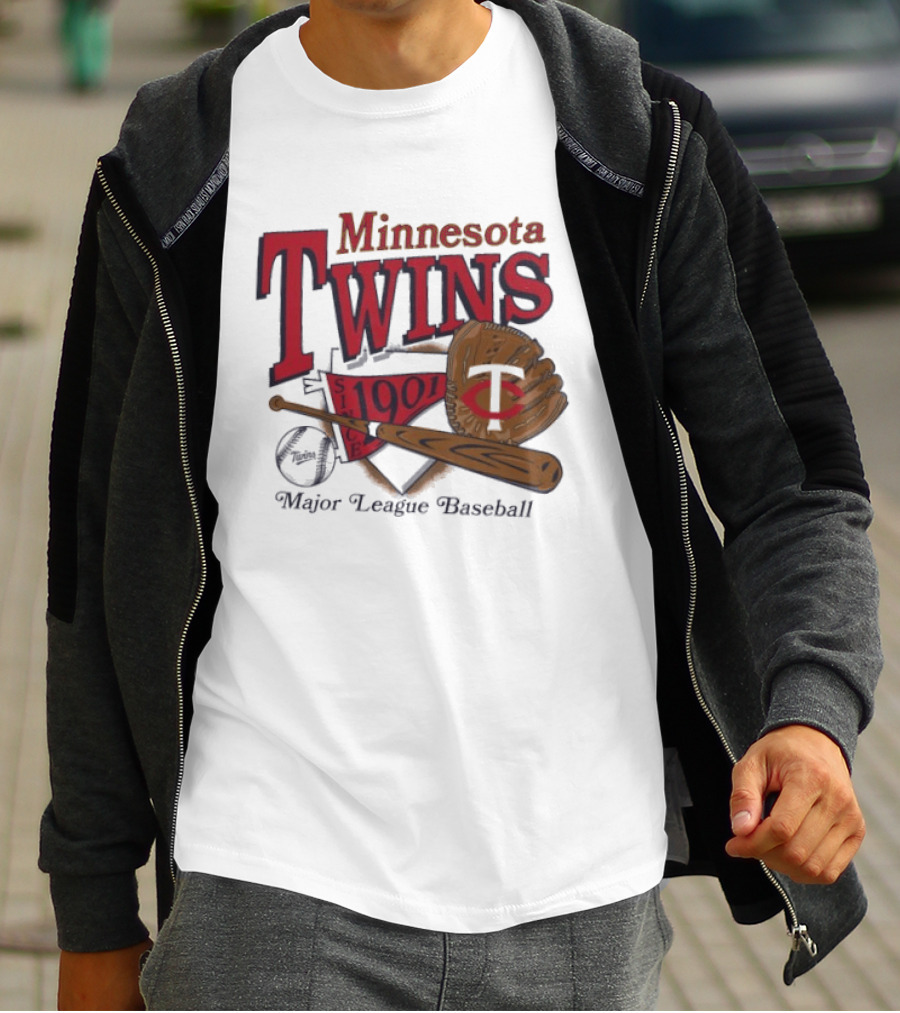 Minnesota Twins Since 1901 Major League Baseball Vintage Bat And Glove T-Shirt