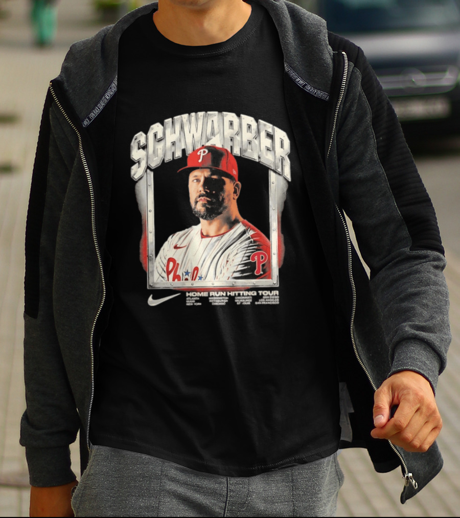 Philadelphia Phillies Kyle Schwarber Home Run Hitting Tour 2026 Nike Baseball T-Shirt