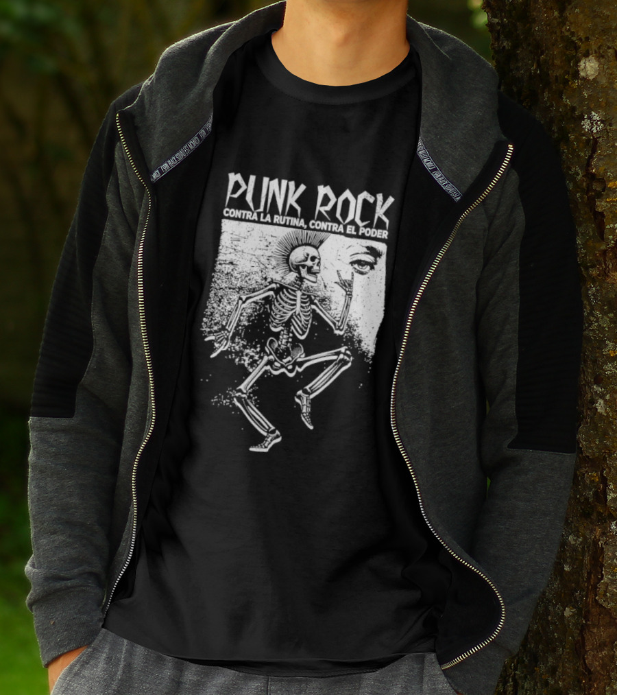 Punk Rock Contra La Rutina Contra El Poder Skeleton Dance T-Shirt