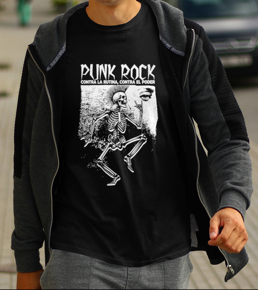 Punk Rock Contra La Rutina Contra El Poder Skeleton Dance T-Shirt