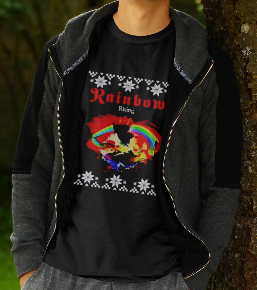 Rainbow Rising Christmas Ugly Sweater Starry T-Shirt