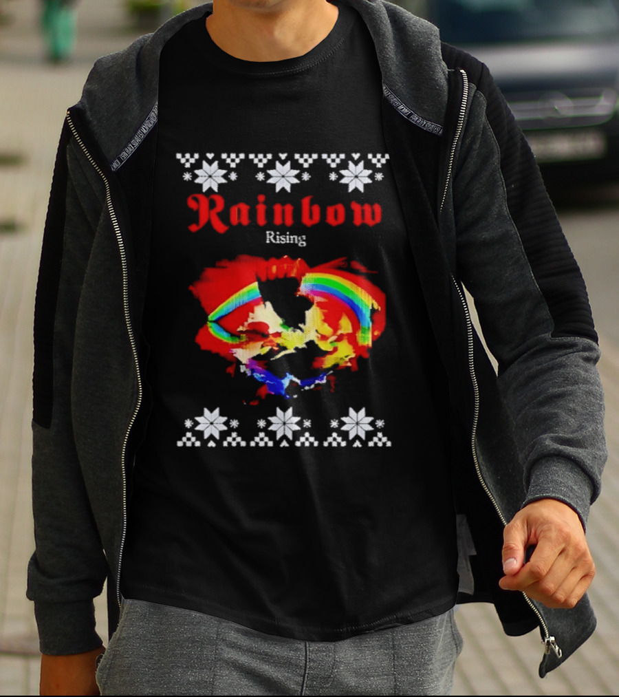Rainbow Rising Christmas Ugly Sweater Starry T-Shirt