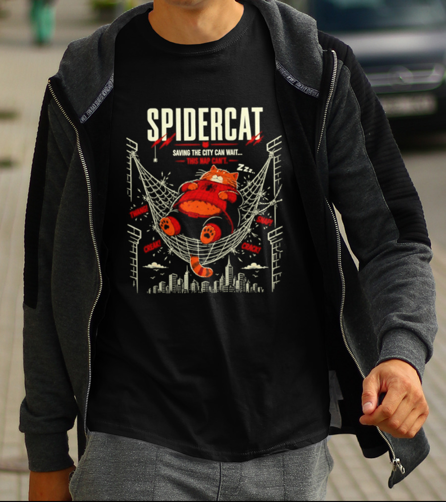 Spidercat Saving The City Can Wait This Nap Can T-Shirt