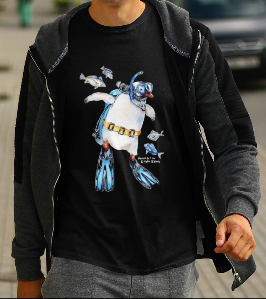 Sullivan The Scuba Diver Penguin By Kayla Reay T-Shirt