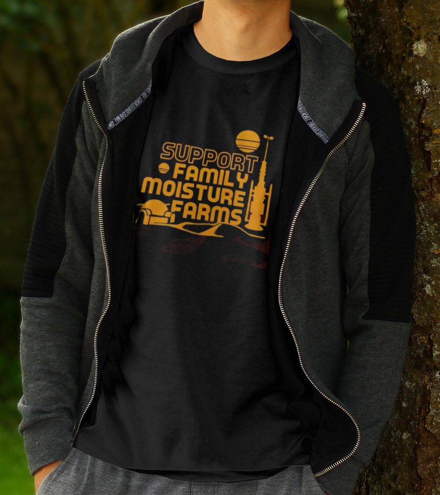 Support Family Moisture Farms Tatooine Landspeeder Sunset Scene T-Shirt