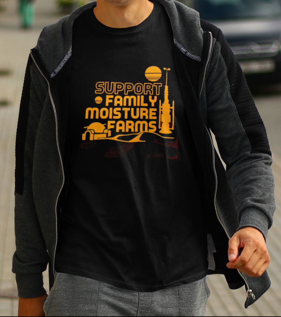 Support Family Moisture Farms Tatooine Landspeeder Sunset Scene T-Shirt