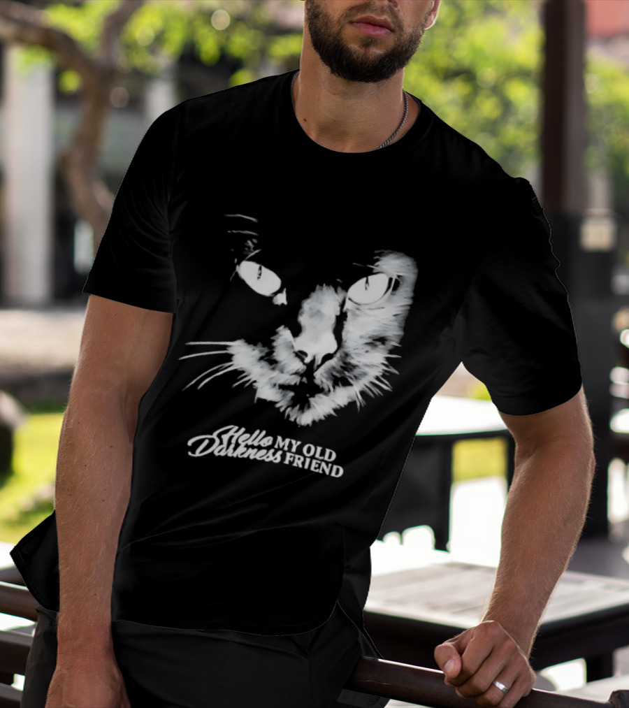 Hello Darkness My Old Friend Cat Face Simon And Garfunkel T-Shirt