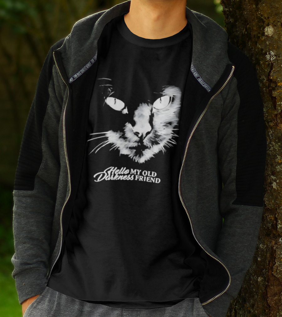 Hello Darkness My Old Friend Cat Face Simon And Garfunkel T-Shirt