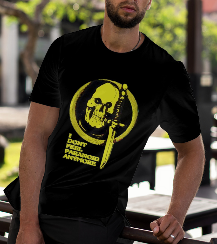 I Don't Feel Paranoid Anymore Skull Dagger Retro Horror Vibe T-Shirt