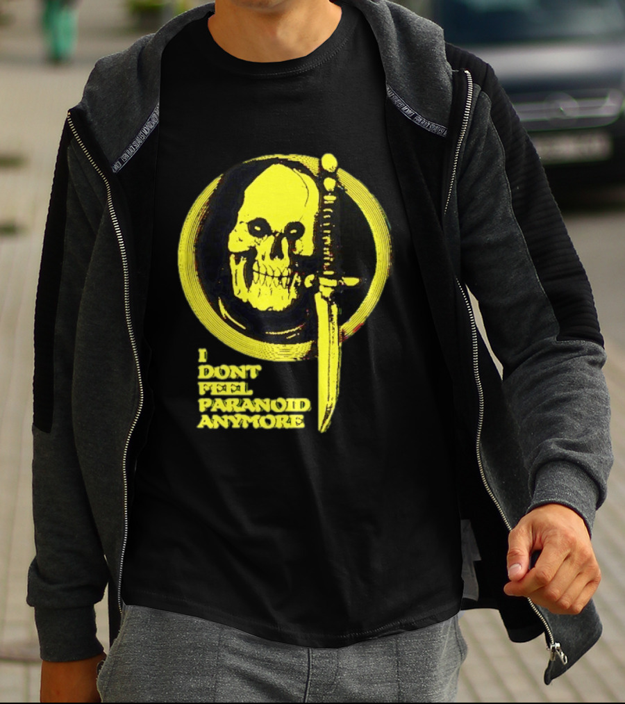 I Don't Feel Paranoid Anymore Skull Dagger Retro Horror Vibe T-Shirt