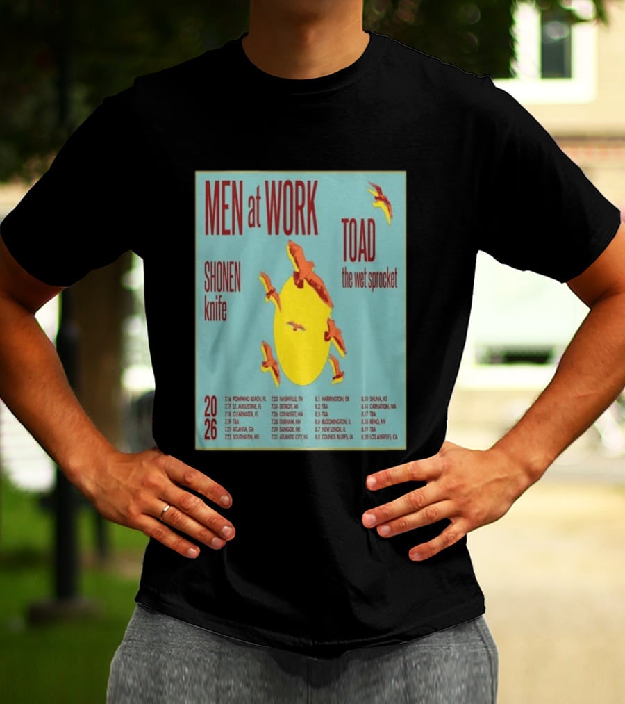Men At Work Toad The Wet Sprocket Shonen Knife 2026 Tour Dates And Locations T-Shirt