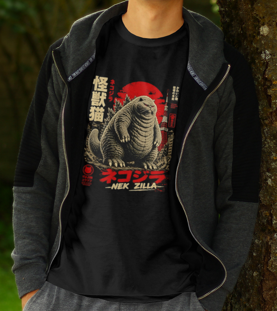 Nekozilla Kaiju Cat Monster Neko Zilla Vintage Japanese T-Shirt